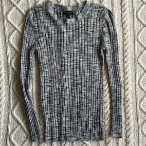 Banana Republic Gray Marbled Ribbed Long Sleeve Shirt, 100% Merino Wool, Size M